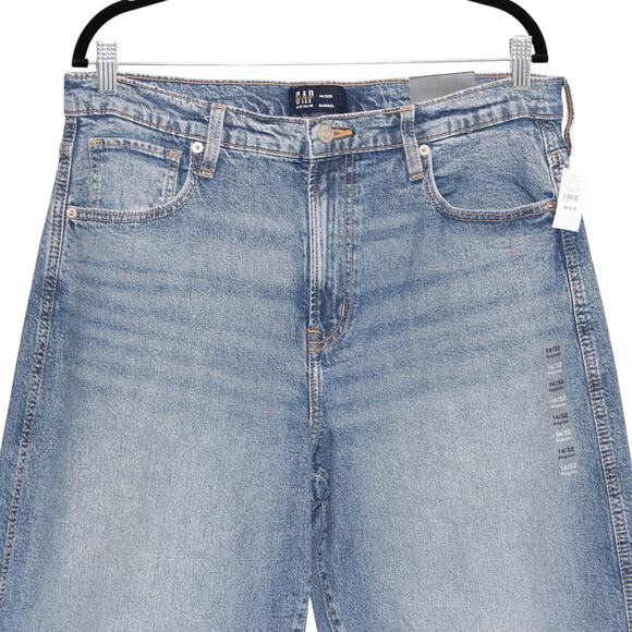 GAP Barrel Jeans Medium Indigo Denim Size 14 / 32 NWT - Picture 3 of 8